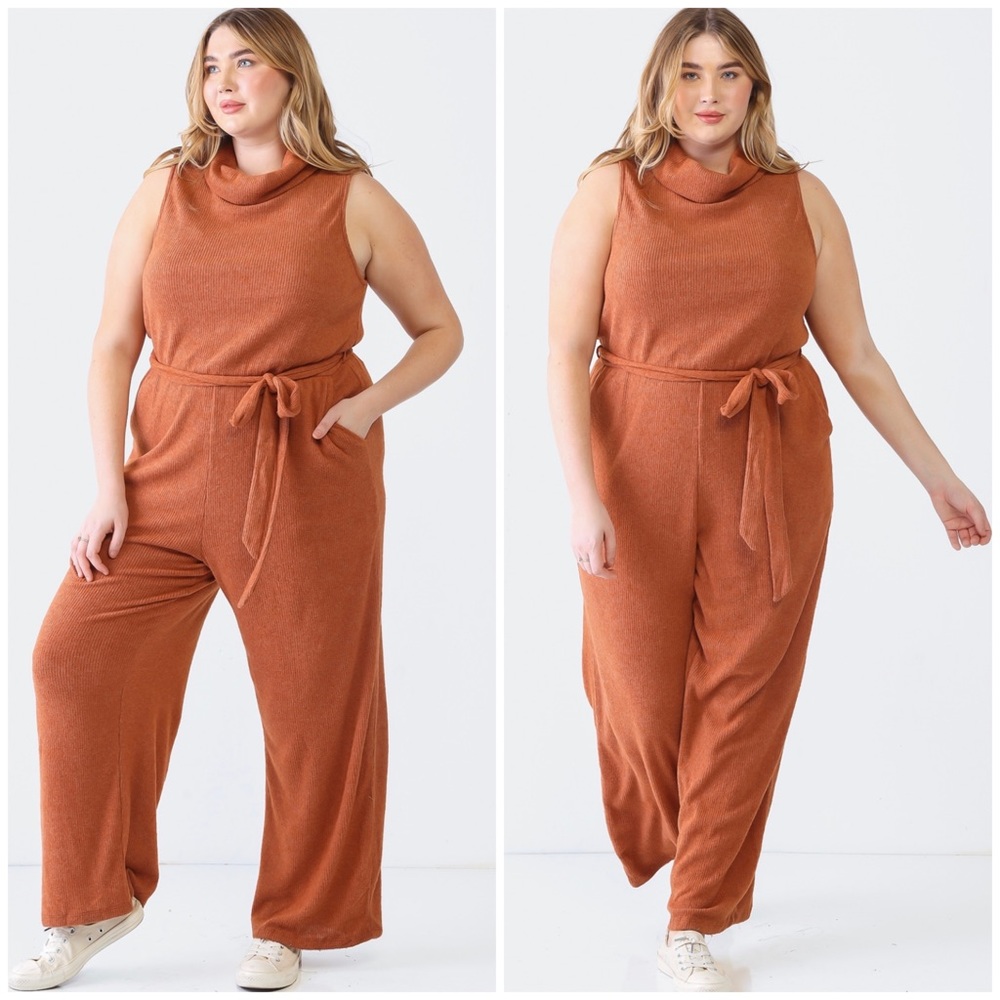 LAST 1❗️Plus Size GILLI Light Rust Cowl Neck Jumpsuit - Picture 4 of 5